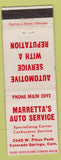 Matchbook Cover - Marretta's Auto Service Colorado Springs CO