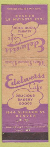 Matchbook Cover - Edelweiss Cafe Denver CO WORN