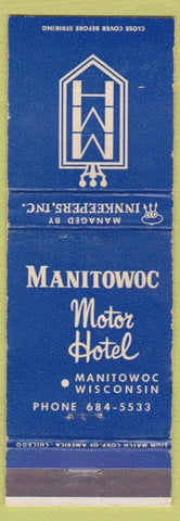 Matchbook Cover - Manitowoc Motor Hotel WI WEAR