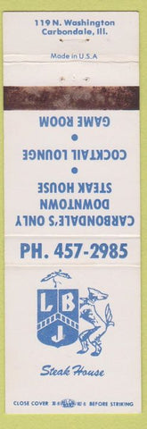 Matchbook Cover - LBJ Steak House Carbondale IL