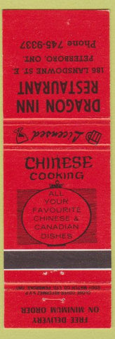 Matchbook Cover - Dragon Inn Restaurant Chinese food Peterboro ON