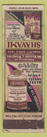 Matchbook Cover - Shavami Shaving Cream Calox Universal LONG