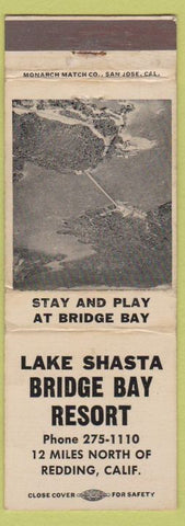 Matchbook Cover - Lake Shasta Bridge Bay Resort Redding CA