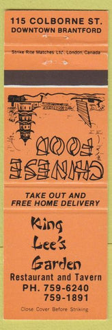 Matchbook Cover - King Lee's Garden Brantford ON