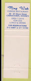 Matchbook Cover - Ming Wah Restaurant Chinese Chinatown Sydney Australia