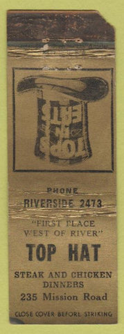 Matchbook Cover - Top Hat Restaurant NO TOWN WORN
