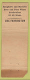 Matchbook Cover - Top Hat Restaurant NO TOWN WORN