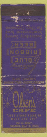 Matchbook Cover - Pabst Blue Ribbon Beer Council Bluffs IA cafe