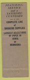 Matchbook Cover - Pabst Blue Ribbon Beer Council Bluffs IA cafe