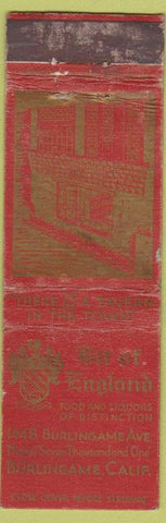 Matchbook Cover - Bit of England Burlingame CA WORN