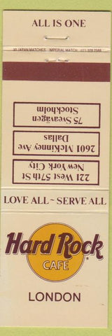 Matchbook Cover - Hard Rock Cafe London NYC Dallas Stockholm