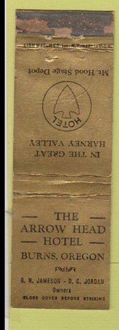 Matchbook Cover - The Arrow Head Hotel Burns OR WORN