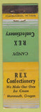 Matchbook Cover - Rex Confectionery Monmouth OR Star Match