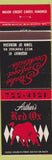Matchbook Cover - Arthur's Red Ox Menasha WI