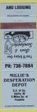 Matchbook Cover - Millie's Desperation Depot Franklin Amity IN
