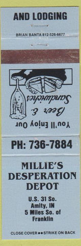 Matchbook Cover - Millie's Desperation Depot Franklin Amity IN