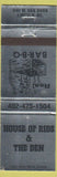 Matchbook Cover - House of Ribs the Den BBQ Lincoln NE