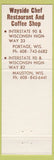 Matchbook Cover - Wayside Chef Fried Chicken Hamburgers Portage Mauston WI