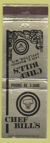 Matchbook Cover - Chef Bill's Appleton WI