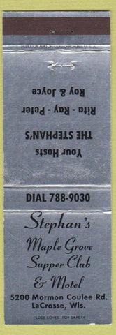Matchbook Cover - Stephan's Maple Grove Supper Club La Crosse WI