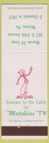 Matchbook Cover - Warren TV Corp Warren PA Abel Cable