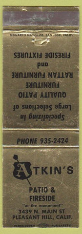 Matchbook Cover - Atkin's Patio Pleasant Hill CA