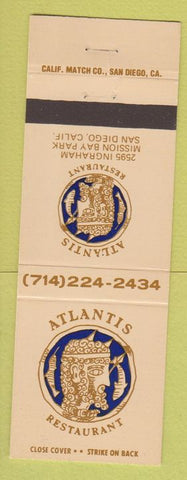 Matchbook Cover - Atlantis Restaurant San Diego CA