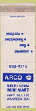 Matchbook Cover - Arco oil gasl Manteca CA WEAR