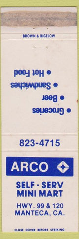 Matchbook Cover - Arco oil gasl Manteca CA WEAR