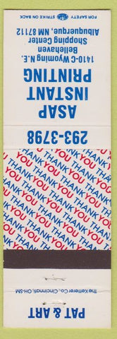 Matchbook Cover - ASAP Instant Printing Albuquerque NM