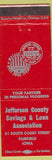 Matchbook Cover - Jefferson County Savings Loan Fairfield IA