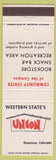 Matchbook Cover - Western State College Union Gunnson CO