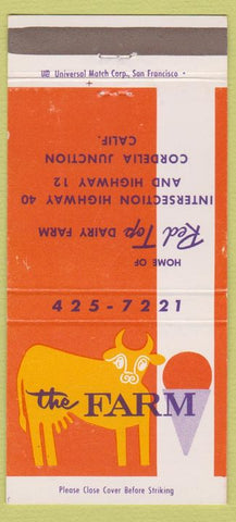 Matchbook Cover - The Farm Red Top Dairy Cordelia Junction CA 30 Strike