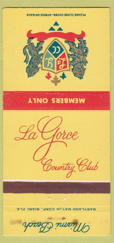 Matchbook Cover - La Gorce Counry Club Miami Beach FL STAINED 30 Strike