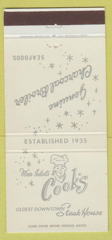 Matchbook Cover - Wes Idol's Cook's Steak House Los Angeles CA 30 Strike