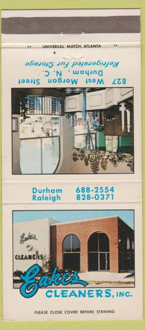 Matchbook Cover - Eakes Cleaners Durham Raleigh NC 30 Strike
