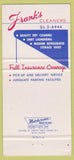 Matchbook Cover - Frank's Cleaners Erie PA 30 Strike