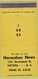 Matchbook Cover - Horseshoe News Victoria BC yellow 30 Strike