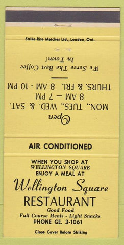 Matchbook Cover - Wellington Square Restaurant Burlington ON 30 Strike