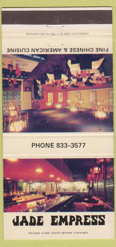 Matchbook Cover - Jade Empress Chinese restaurant Mesa? AZ 30 Strike