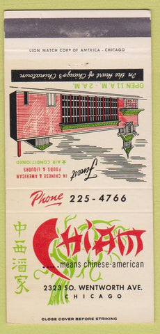 Matchbook Cover - Chiam Chinese Restaurant Chicago IL 30 Strike