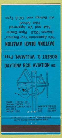 Matchbook Cover - Daytona Beach Aviation Piper planes FL blue 30 Strike