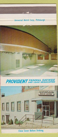 Matchbook Cover - Provident Federal Savings Pittsburgh PA 30 Strike