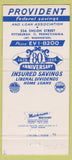 Matchbook Cover - Provident Federal Savings Pittsburgh PA 30 Strike