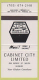 Matchbook Cover - Cabinet City Limited Sudbury ON 30 Strike