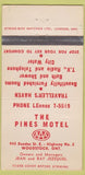 Matchbook Cover - Pines Motel Woodstock ON 30 Strike