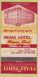 Matchbook Cover - Drake Hotel Regina SK 30 Strike