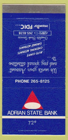 Matchbook Cover - Adrian State Bank 30 Strike
