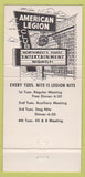 Matchbook Cover - American Legion Club Fargo ND 30 Strike