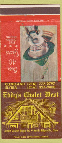 Matchbook Cover - Eddy's Chalet West North Ridgeville OH 30 Strike